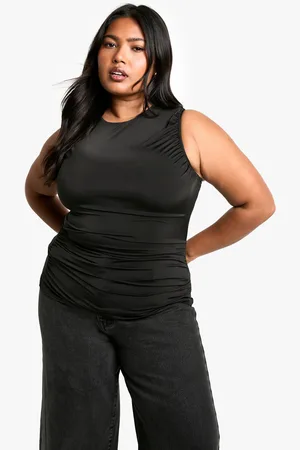 Boohoo Plus Double Layer Draped Sleeveless Top - - 16
