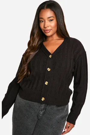Boohoo Plus Seam Detail Soft Rib Knit Boyfriend Cardigan - - 16