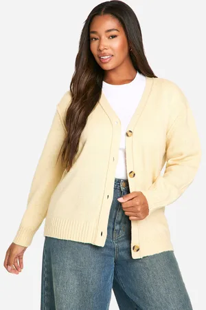 Boohoo Plus Seam Detail Soft Knit Boyfriend Oversized Cardigan - - 16