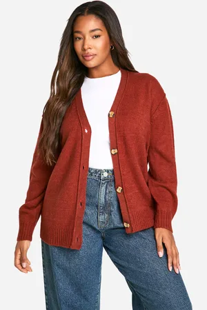 Boohoo Plus Seam Detail Soft Knit Boyfriend Oversized Cardigan - - 16