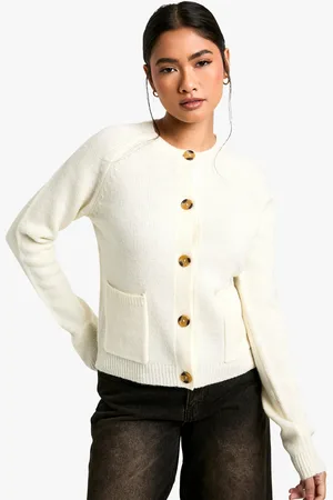 Boohoo Soft Knit Boxy Cardigan With Pockets - - S