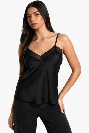 Boohoo Satin Lace Trim Cami - - 6