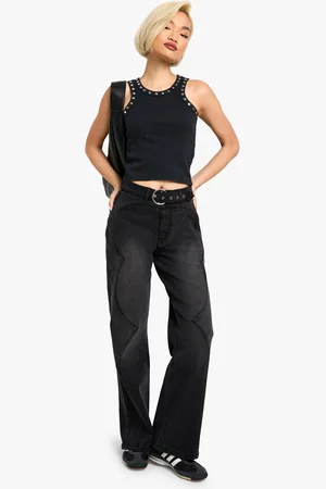 Boohoo Belted Western Detail Denim Jean - - 6