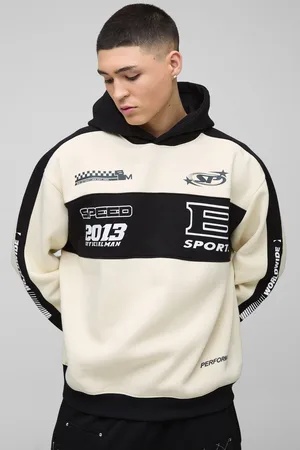 Boohoo Oversized Moto Panel Hoodie - - L