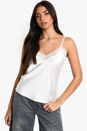 Boohoo Satin Lace Trim Cami - - 10