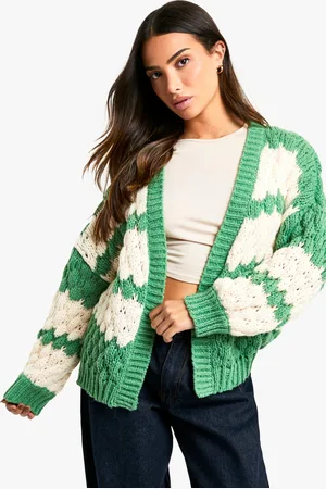 Boohoo Petite Stripe Bubble Knit Chunky Cardigan - - XS