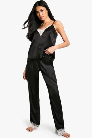 Boohoo Contrast Lace Trim Cami Top & Trouser Pyjama Set - - 6
