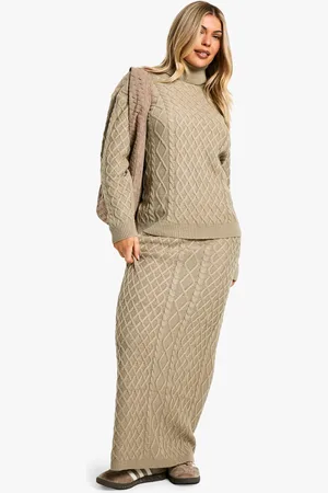 Boohoo Cable Roll Neck Jumper And Maxi Skirt Knitted Co-Ord - - S