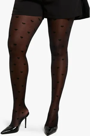 Boohoo Plus Heart Pattern Tights - - 16/18