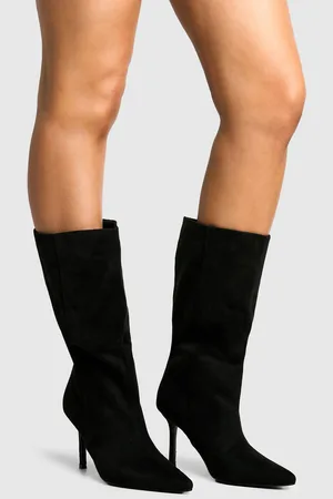Boohoo Faux Suede Stiletto Calf High Boots - - 5