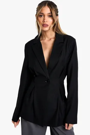 Boohoo Pleat Detail Cinched Waist Blazer - - 8