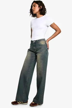 Boohoo Tall Low Rise Vintage Tint Baggy Boyfriend Jeans - - 8