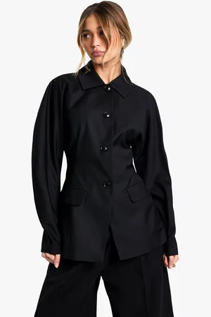 Boohoo Barrel Sleeve Button Up Fitted Blazer - - 8