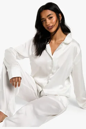 Boohoo Petite Satin Long Sleeve Shirt & Trousers Pyjama Set - - 6