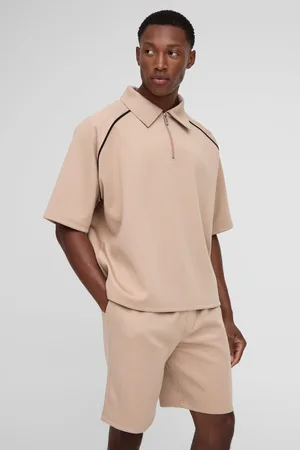 Boohoo Oversized Boxy Raglan Scuba Polo & Short Set - - S
