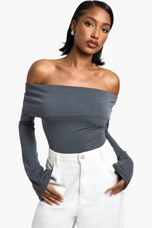 Boohoo Peached Jersey Longline Bardot Top - - 6