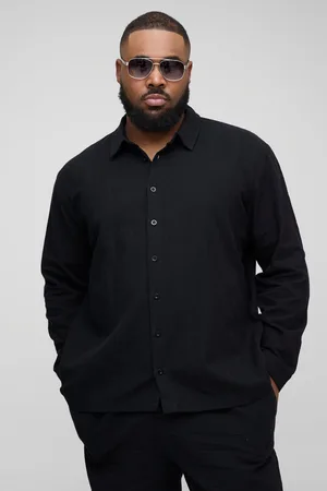 Boohoo Plus Linen Oversized Long Sleeve Shirt - - XXL