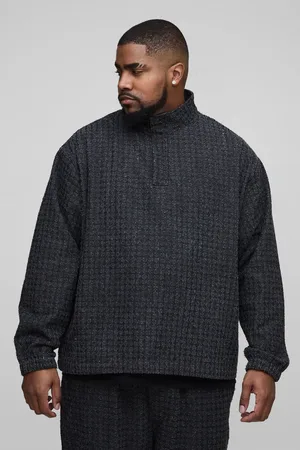 Boohoo Plus Textured Denim Funnel Neck Shirt - - XXXL