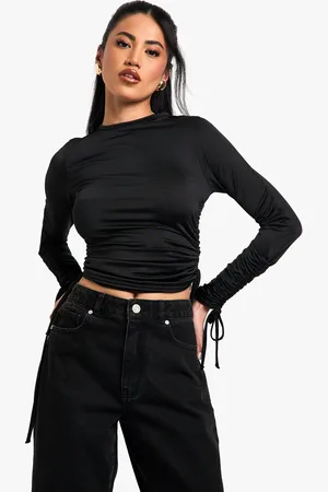 Boohoo Jersey Ruched Side Long Sleeve Tshirt - - 6
