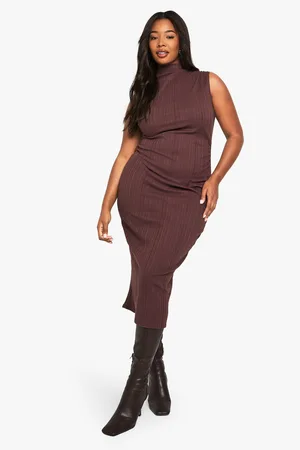 Boohoo Plus Sleeveless High Neck Midi Dress - - 16
