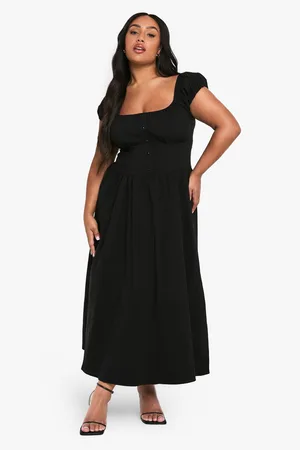 Boohoo Plus Bengaline Milkmaid Midi Dress - - 16