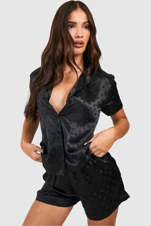 Boohoo Jacquard Heart Print Short Sleeve Shirt & Shorts Pyjama Set - - 8