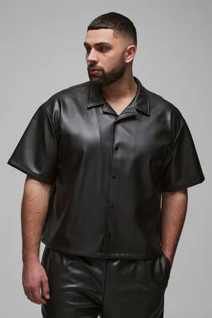Boohoo Plus Pleated Pu Boxy Oversized Shirt - - XXXL