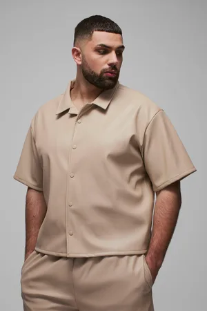 Boohoo Plus Pleated Pu Boxy Oversized Shirt - - XXXL
