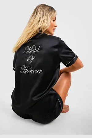 Boohoo Maid Of Honour Satin Pj Short Set - - 10