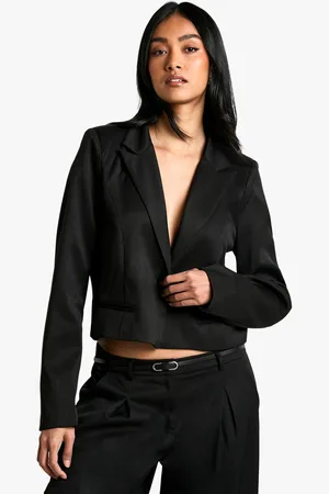 Boohoo Woven Tailored Boxy Crop Blazer - - 8