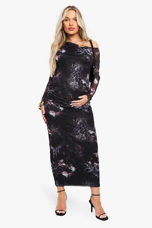Boohoo Maternity Trim Detail Asymmetric Midaxi Dress - - 8