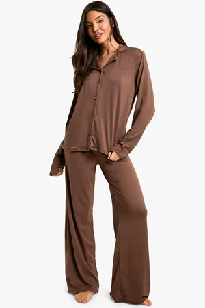 Boohoo Soft Touch Long Sleeve Shirt & Trousers Pyjama Set - - 10