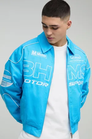 Boohoo Boxy Badge Twill Moto Jacket - - L