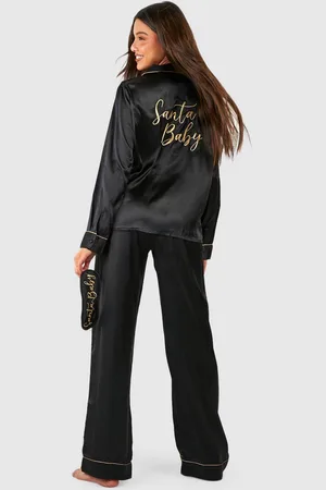Boohoo Christmas Santa Baby Satin Pj And Mask Set - - 8