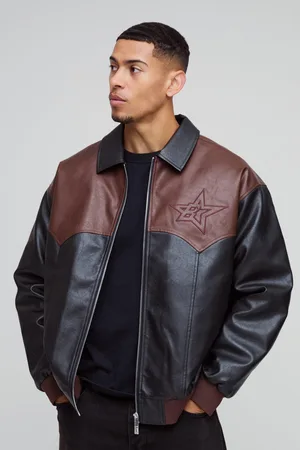 Boohoo Oversized Western Panelled Collared Bomber Jacket - - S