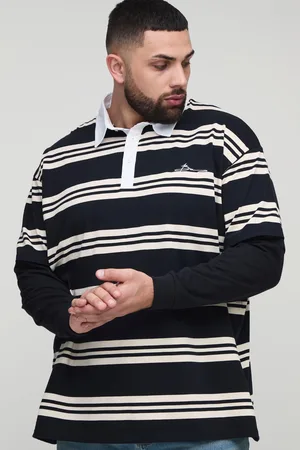 Boohoo Plus Oversized Embroidered Faux Layer Stripe Polo - - XXXL