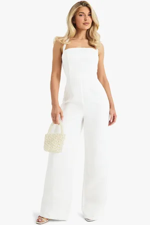 Boohoo Premium Satin Boned Corset Halterneck Wide Leg Jumpsuit - - 10