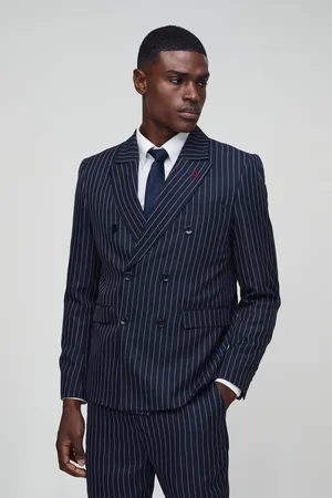 Boohoo Relaxed Fit Pinstripe Double Breasted Blazer - - 36