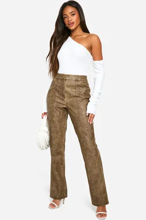 Boohoo Slim Fit Seam Detail Washed Pu Trouser - - 10
