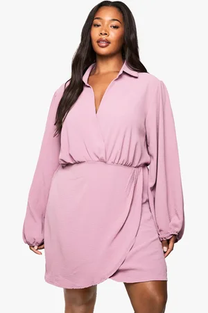 Boohoo Plus Wrap Mini Dress - - 16