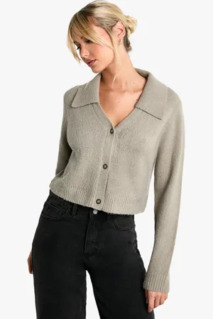 Boohoo Knitted Collared Cardigan - - S