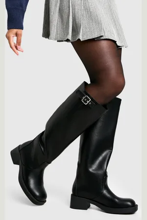 Boohoo Vintage Look Buckle Detail Knee High Boot - - 5