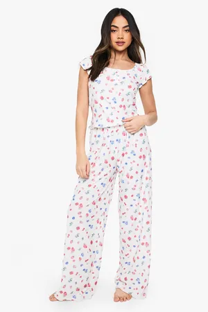 Boohoo Fruit Print Button Detail Short Sleeve Top & Trousers Pyjama Set - - 6