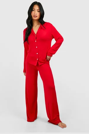 Boohoo Petite Long Sleeve Shirt & Trousers Pyjama Set - - 10