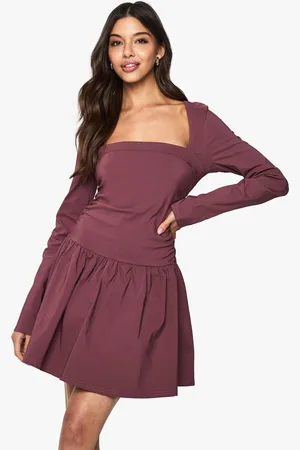 Boohoo Long Sleeve Skater Mini Dress - - 8