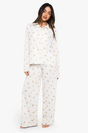 Boohoo Mixed Iced Coffee & Doughnut Print Long Sleeve Shirt & Trousers Pyjama Set - - 6