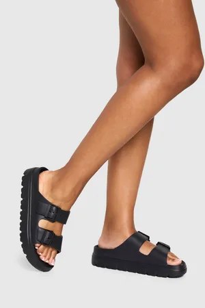 Boohoo Wide Fit Double Strap Buckle Sliders - - 5