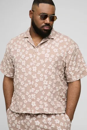 Boohoo Plus Floral Jacquard Boxy Revere Shirt - - XXXL