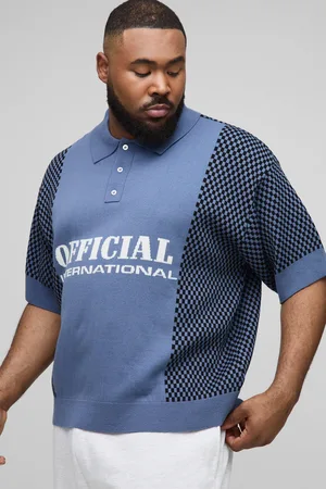 Boohoo Plus Contrast Edge Open Knit Boxy Oversized Polo Shirt - - 2XL
