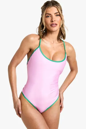Boohoo Contrast Binding Strappy Swimsuit - - 8